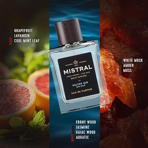 Miniatura 4 de Mistral Colonia para hombre - Eau de Parfum de ginebra salada  Aroma masculino fresco y acuático con pomelo, ámbar, menta y almizcle blanco  Perfume