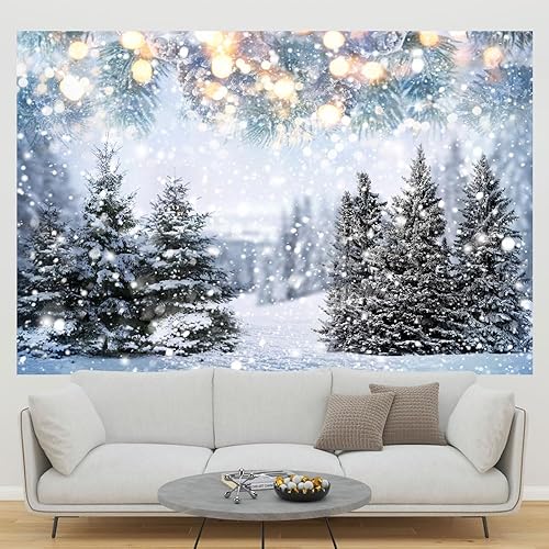 Miniatura 9 de Lofaris Fondo de fotografía de copos de nieve de bosque blanco para niños, recién nacidos, baby shower, decoración de fiesta de cumpleaños,