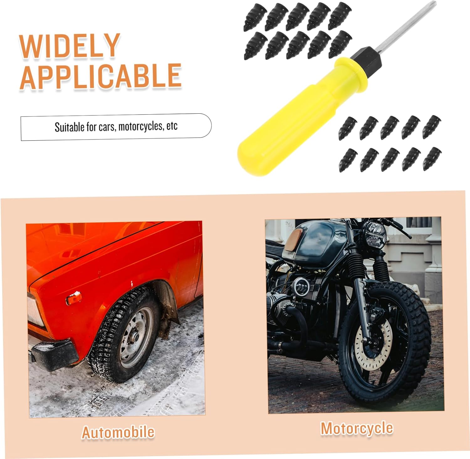 Tire Repair Patch Tool Kit Car Tire Plug Patch Kit 21 Pieces Tire Repairing Screw Nail for Tire Vacuum Tire Repair Nail Set