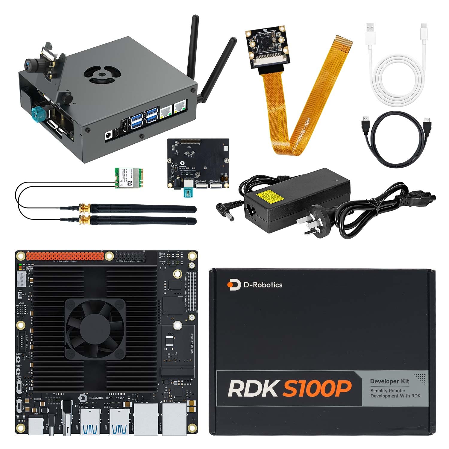 Yahboom RDK S100P AI Development Board Kit 128TOPS,with MIPI Camera,64GB Emmc Storage,Aluminum Case,Deploying Openclaw for Mechanical Engineers