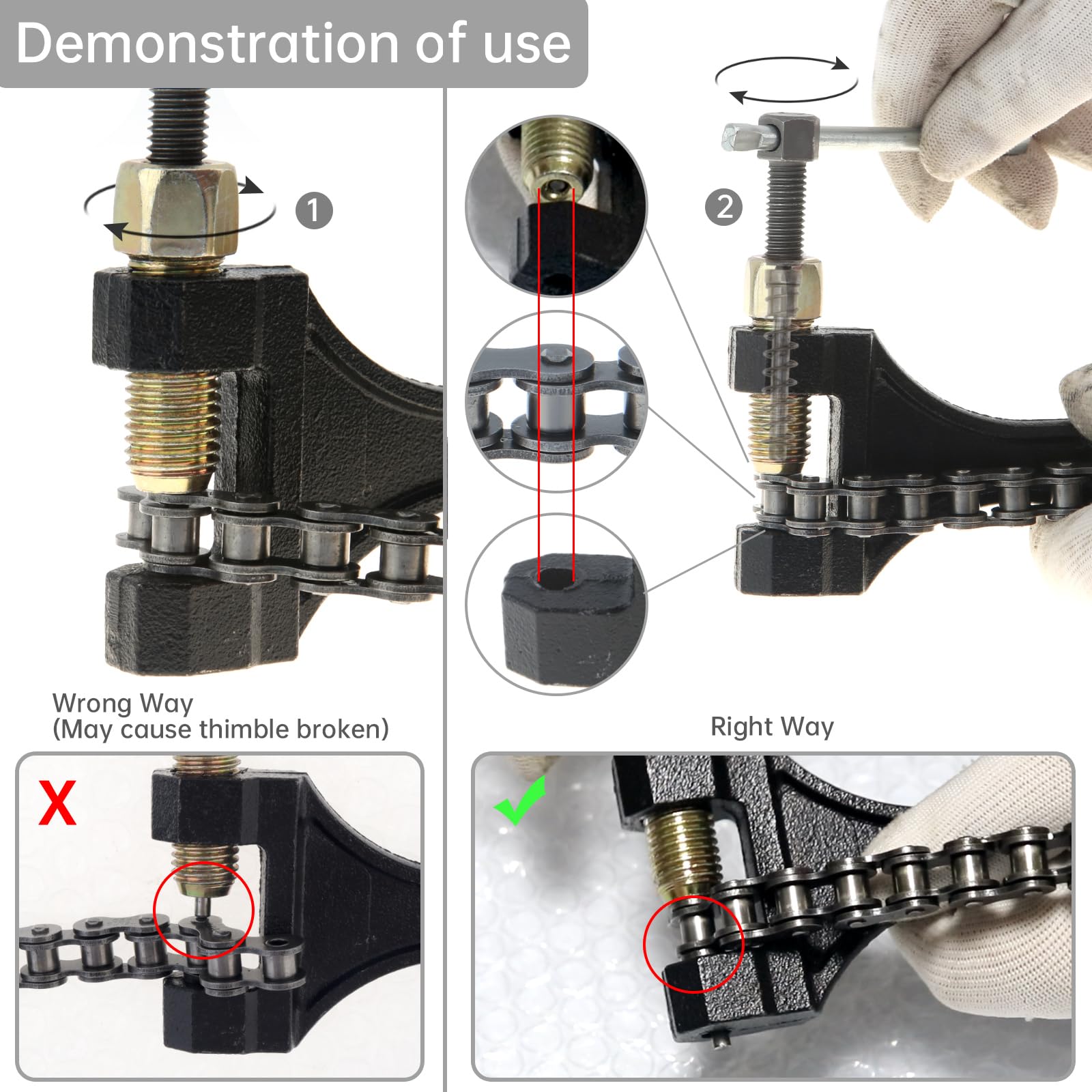 Windance Chain Link Breaker Chain Quick Adjusting Alignment Sprocket Accurate Positioning Tool CNC Aluminum Alloy Chain Repair Tool Kit for Motorcycle ATV Scooter Snowmobile Dirt Bike Bicycle
