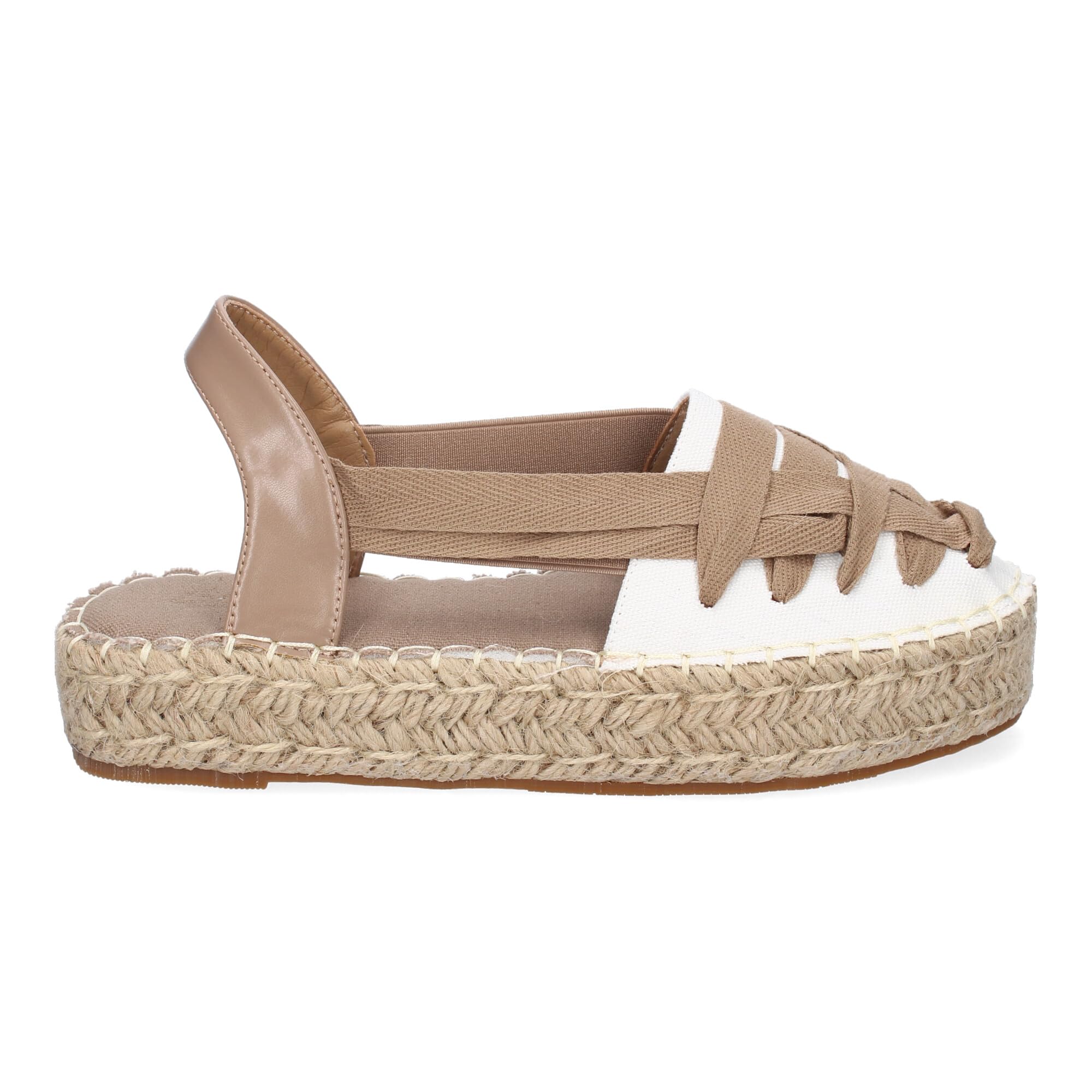 Alpargata Plana Estilo Valenciana para Mujer con Yute, Comodas y Elegantes, Diseno Moderno con Cintas en la Pala Decorativas, Sin Cierre con Material Elastico.