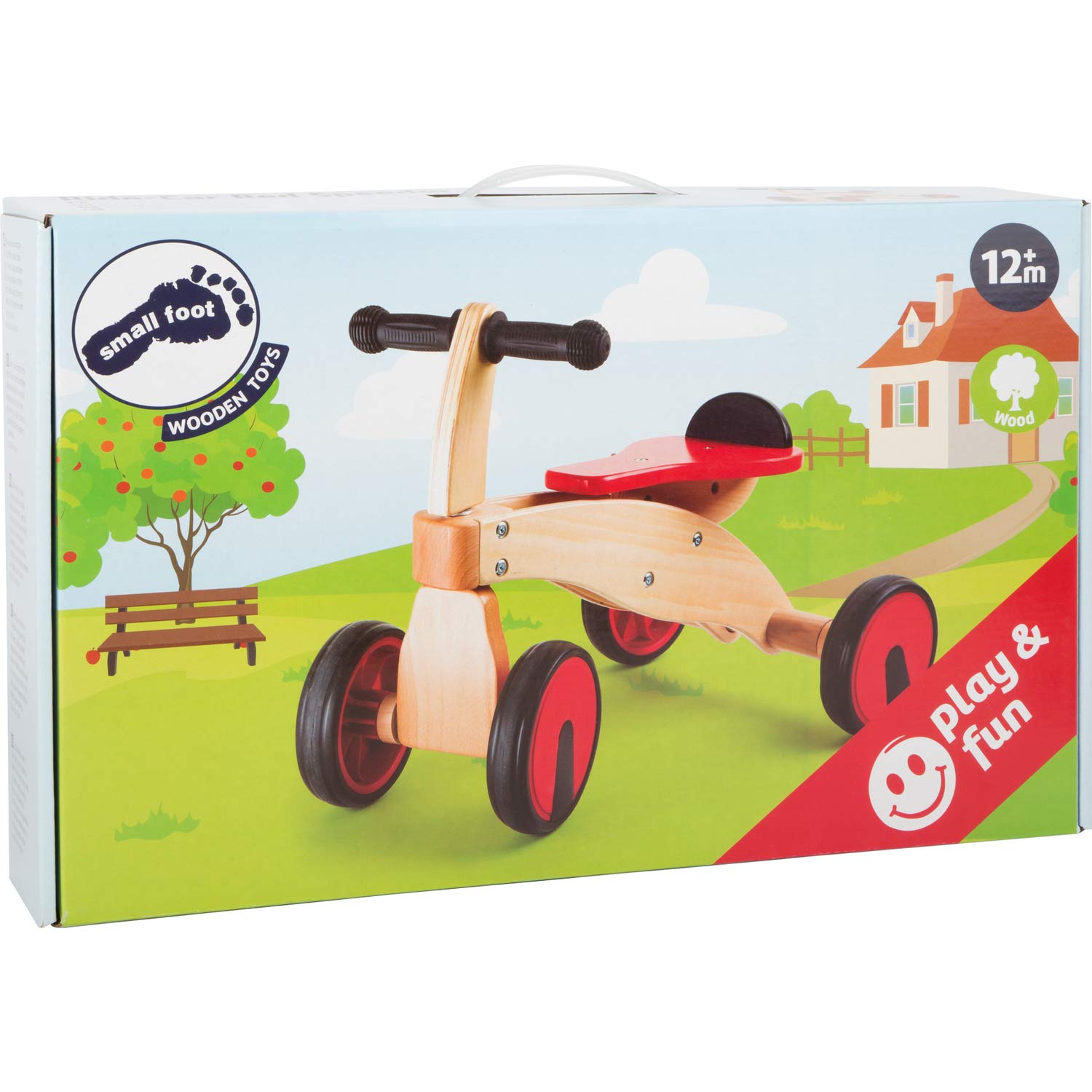small foot 10233 Trois-roues « Bolide rouge » en bois, avec roues et poignées en caoutchouc, à partir de 2 ans