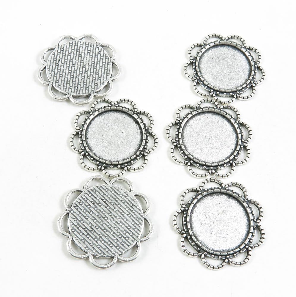 110 Pieces Silver Tone Jewelry Making Charms Supply ZY0372 Round Cabochon Base Blank