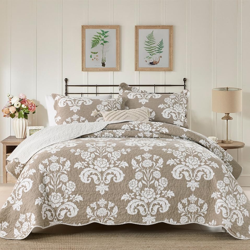 Amazon.com: Quilt Set King Size 100% Cotton Quilt Boho Bedding Set ...