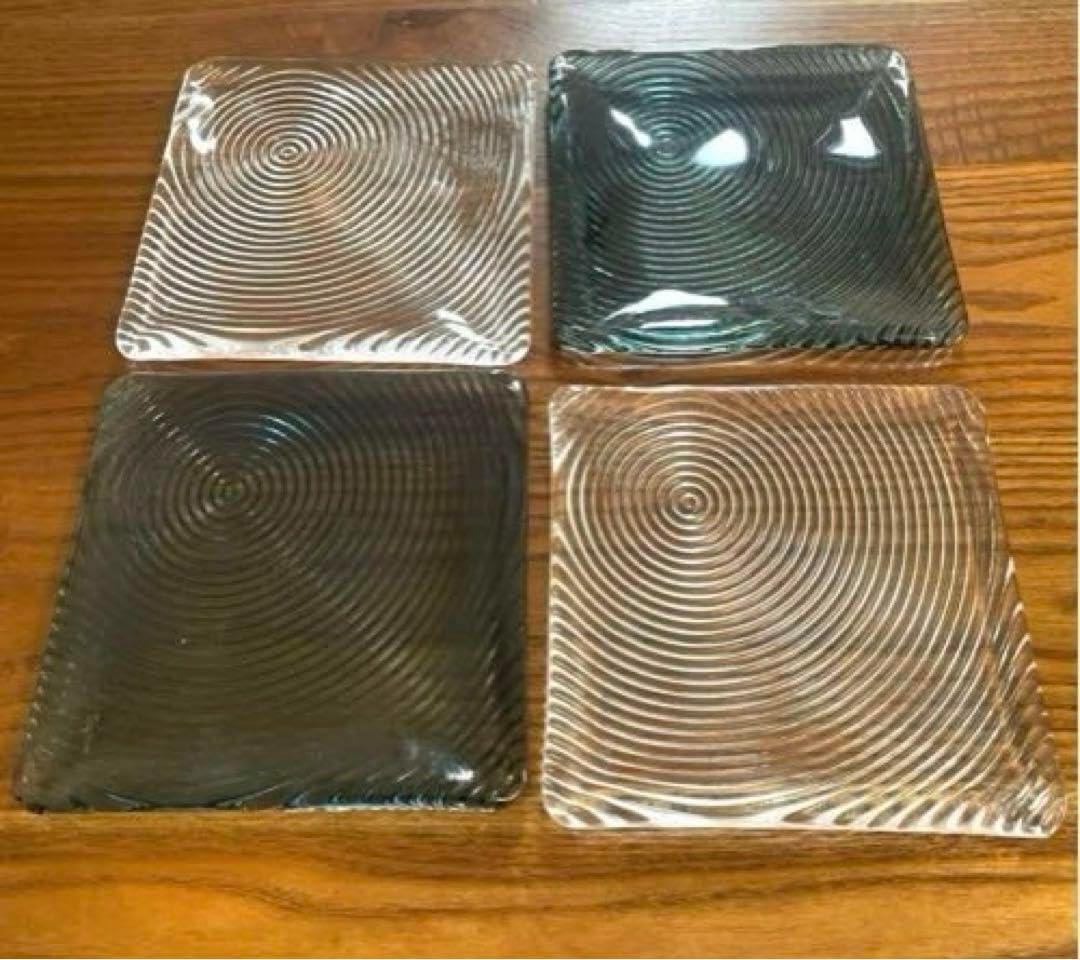 sghr スガハラ　ガラスプレート　渦巻き模様　4枚セット sghr スガハラ ガラスプレート 渦巻き模様 4枚セット