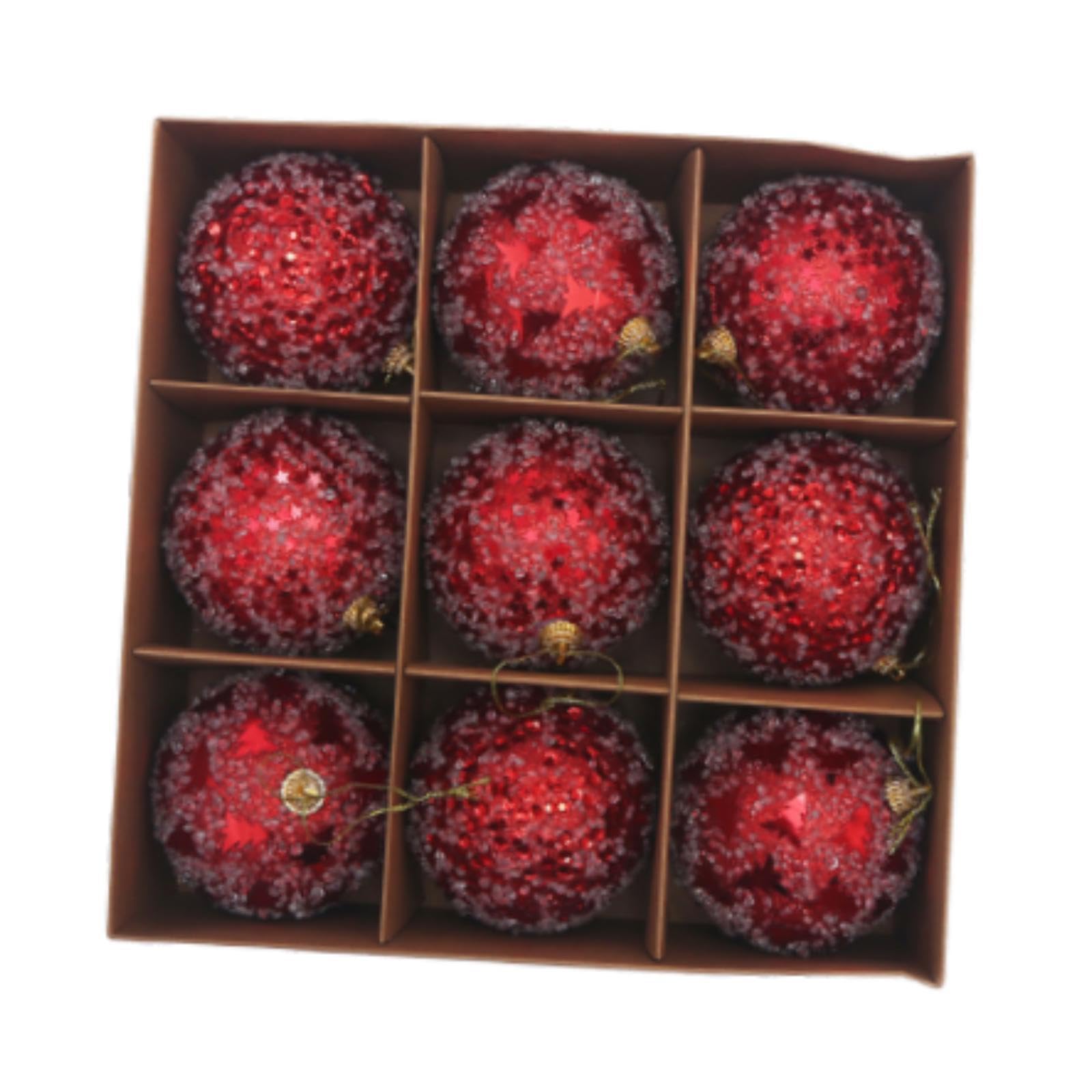 9 Pezzi Palline Natalizie Albero Natale Palle Ornamento Appesi Materiale Leggero Schiuma Superficie Decorativa Adatte per Feste Matrimonio Negozio CAS, Rosso