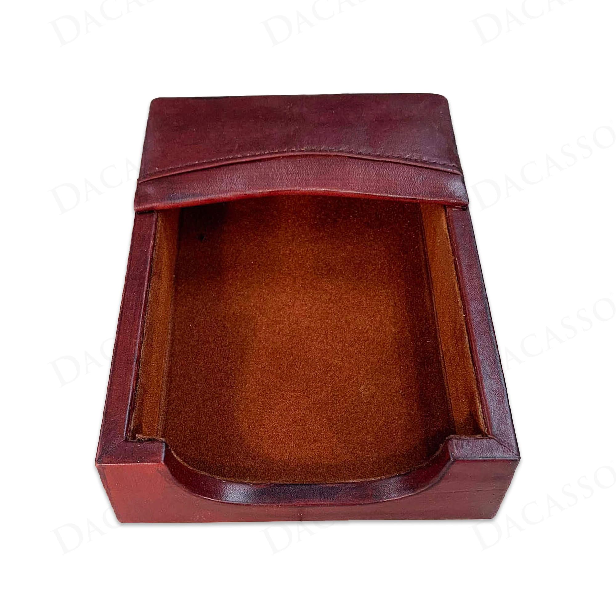 Porte-notes de luxe en cuir accessoire de bureau marron moka Dacasso