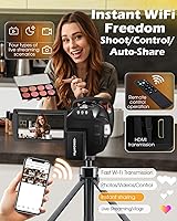 Vista 5 de Videocámara de cámara de video 5K, cámara de vlogging WiFi de 64MP para YouTube con zoom óptico 8X, pantalla táctil IPS giratoria de 3.5 pulgadas