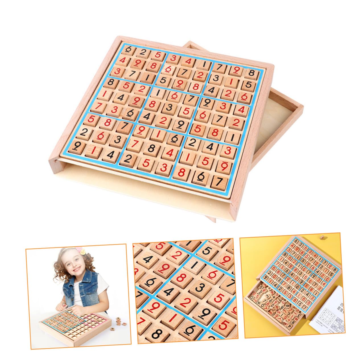 Juguete de Sudoku para Niños de Madera 9 Cuadrículas Decoracion Colegio