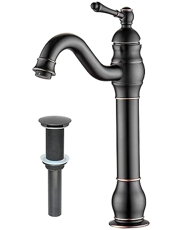 MYHB 360 Swivel Oil Rubbed Bronze Bathroom Vessel Sink Faucet with POP UP Drain Single Handle Lever Bowl Tap Mixer