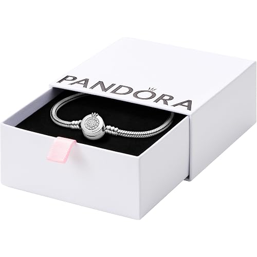 PANDORA Moments Sparkling Crown O Pavé Clasp Snake Chain Bracelet