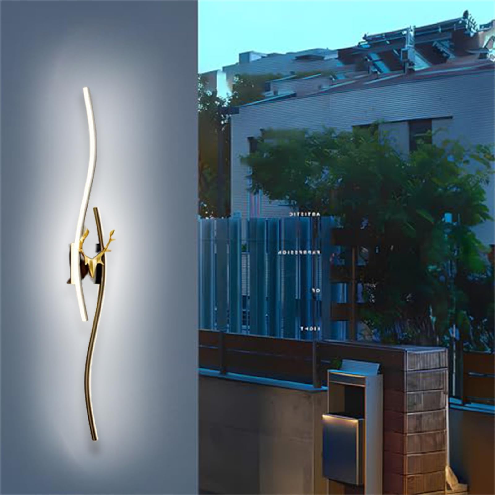 Moderno Lampada da Parete Lungo LED Impermeabile IP65 Applique da Parete Soggiorno Apparecchio da Parete Terrazza Alluminio Acrilico Illuminazione a Parete Ingresso (Oro-Luce Calda,120CM)