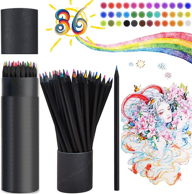 Colouring Pencils, 36 Pcs Professional Coloured Pencils Drawing Pencils, Oil-based Water-soluble Artist Pencil Set, No Wax, for Kids & Adults Sketching, Doodling, Painting, Writing, Pre-sharpened