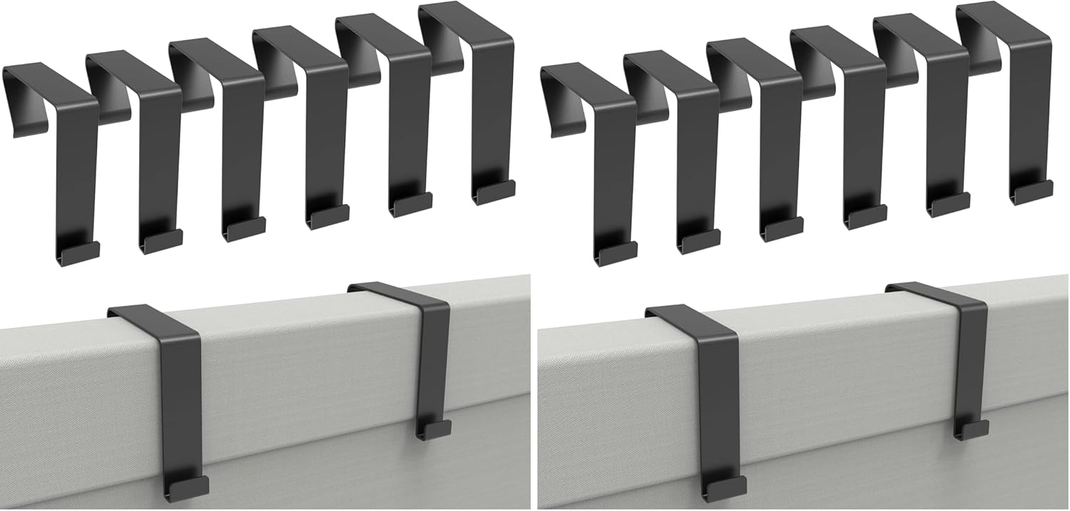 6 Pcs Office Cubicle Hangers Over The Door Hook,Cubicle Walls Hooks Universal Panel Partition Metal Hooks for Hanging File Bins, Keys, Whiteboard (Pack of 2)