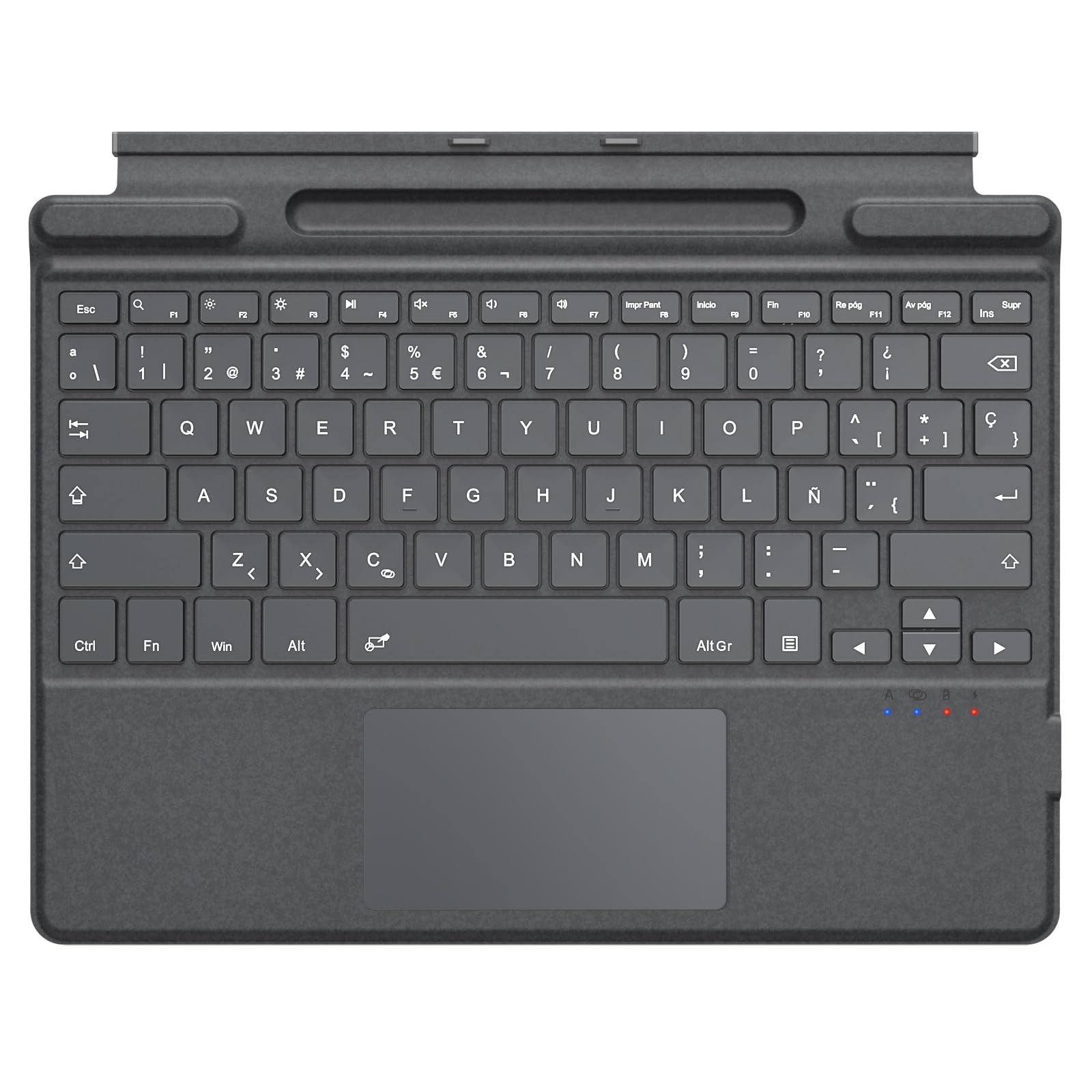 MoKo Teclado Español con Portalápices (No Carga) Solo para Microsoft Surface Pro 12 (13" 2026)/ 11/10/ 9/8/ X, Solo para conexión Bluetooth, QWERTY Teclado Type Cover Inalámbrico Delgado, Gris