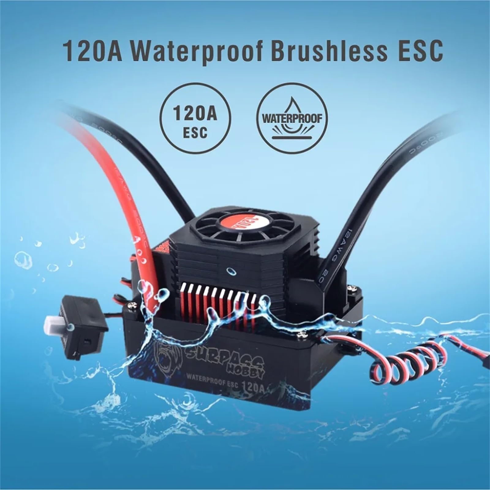 KK 3670 2650KV wodoodporny silnik bezszczotkowy + wodoodporny bezszczotkowy ESC + zestaw radiatora do 1/8 Drift Racing Car Buggy Off-Road RC Car