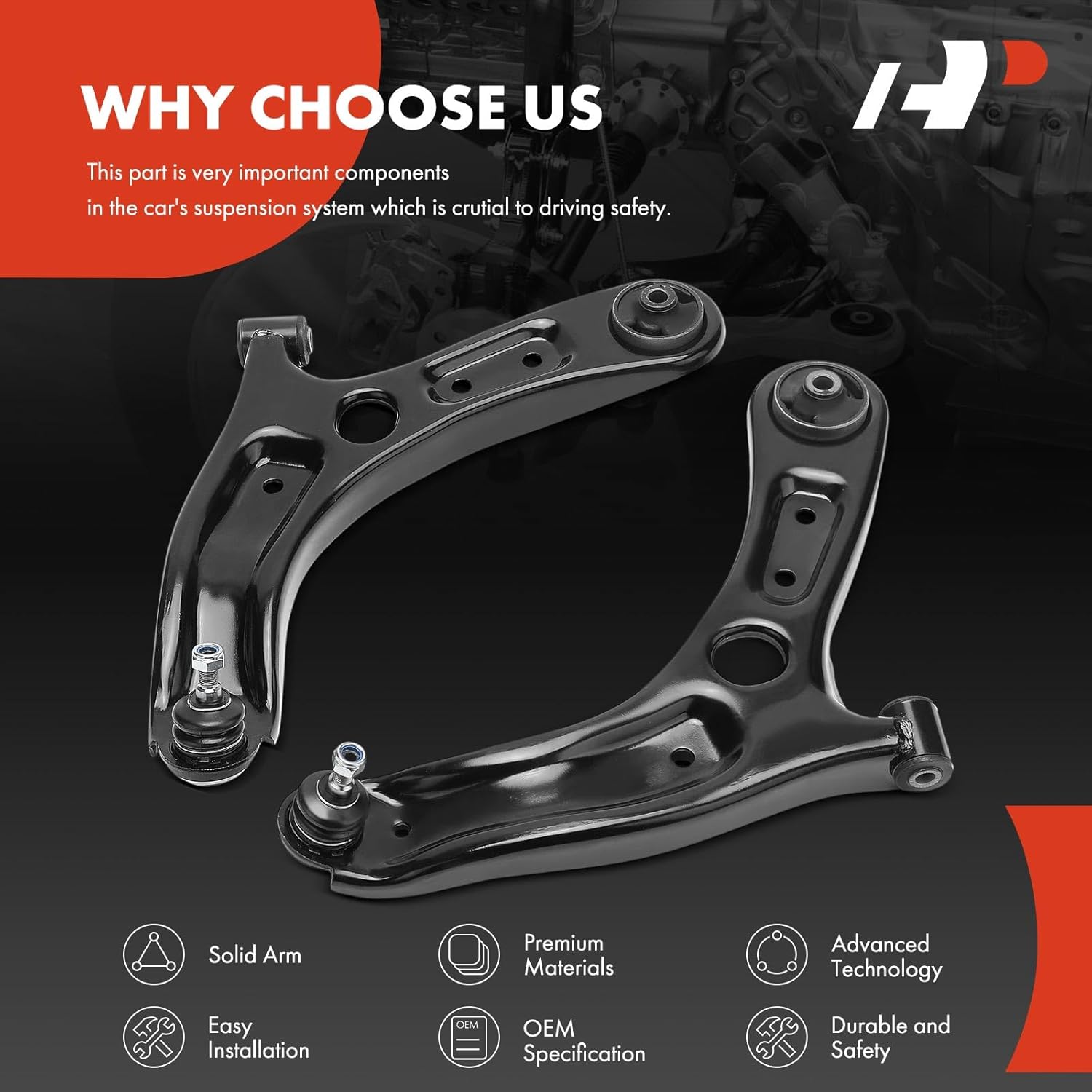 A-Premium 2 x Front Lower Control Arm, with Ball Joint & Bushing, Compatible with Hyundai Venue 2020 2021 2022 2023 2024