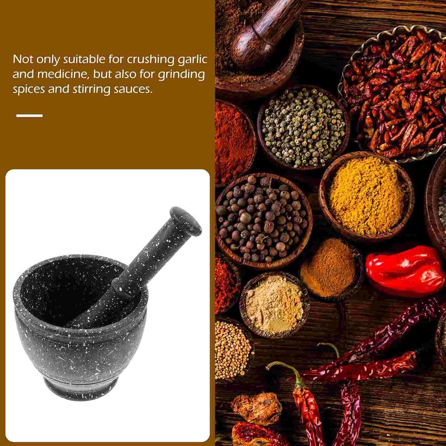 Seasoning Pestle Plastic Pot Spices Mortar Garlic and Pestles for Kitchen Pounder with and