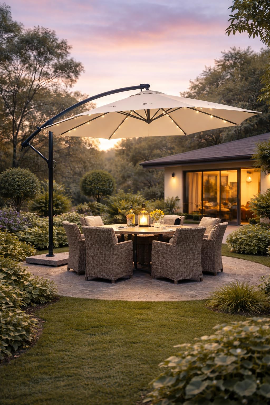Invezo Garden Umbrella LED Side Pole Round Outdoor Patio Umbrella (9ft diameter) Patio outdoor/Big Size Outdoor/Balcony Umbrella.