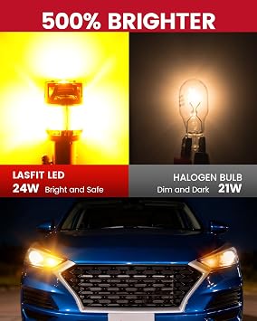 LASFIT D2 1157 LED Bulb Amber Built in Resistor Front Rear Turn Signal Lights Upgrade Bright Canbus Ready Anti Hyper Flash Error Free, 2pcs