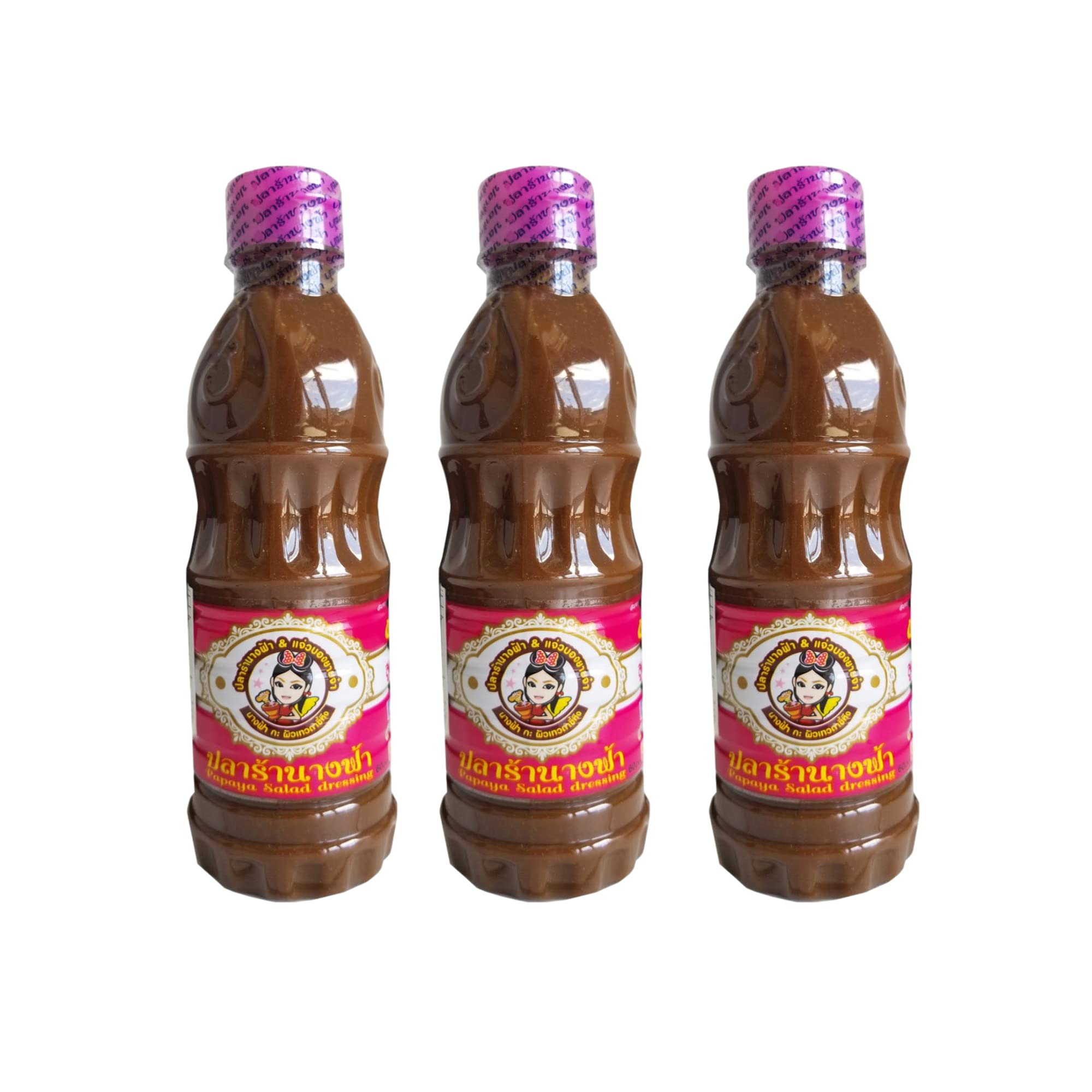 Nang FahThai Fish Sauce Fermented Papaya Salad Dressing 400ml (Pink Lid, 3)