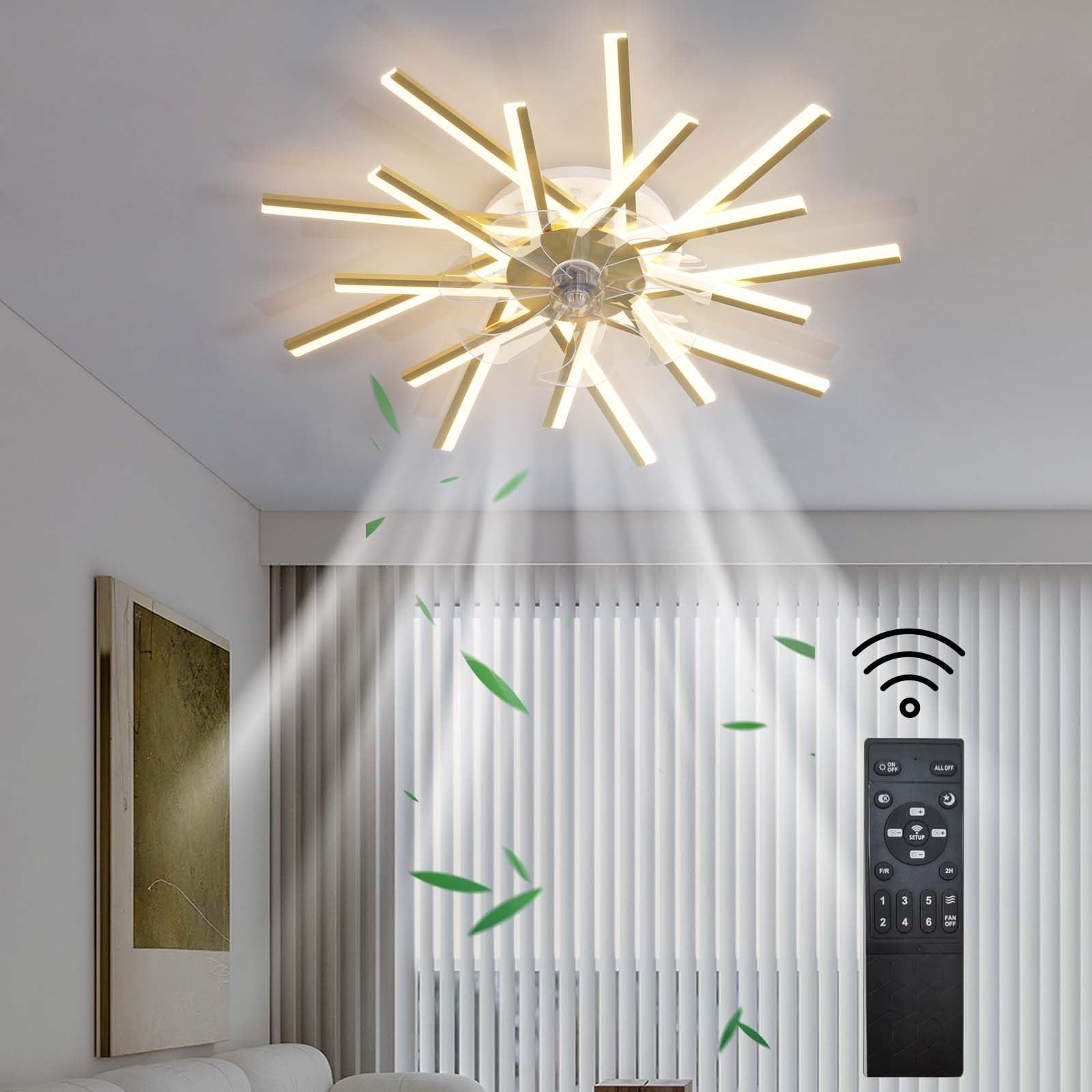 Ventilatore Da Soffitto Con Luce LED Dimmerabile Intelligente, 100cm, Nero, 7 Pale In ABS, Telecomando E APP, Reversibile, Timer, Per Soggiorno E Camera - 2