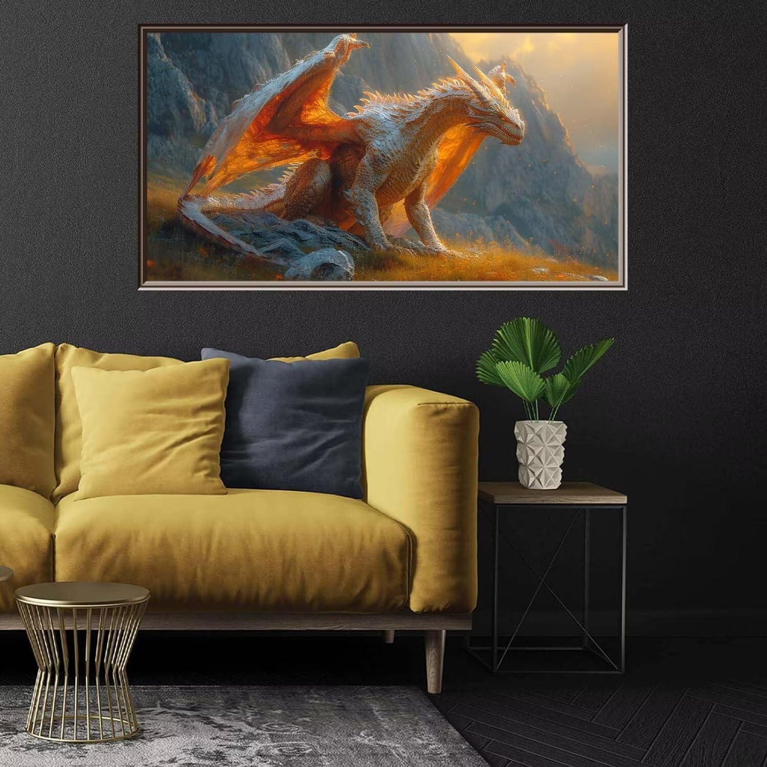 Zgcoyeo Diamond Painting Kits for Adults, 5D DIY Landscape Diamond Art Paintng Dragon Diamond Art, Square Full Drill Diamond Dots Gem Arts & Crafts Paintings Kits, Home Wall Room Decor Gifts 36x20in