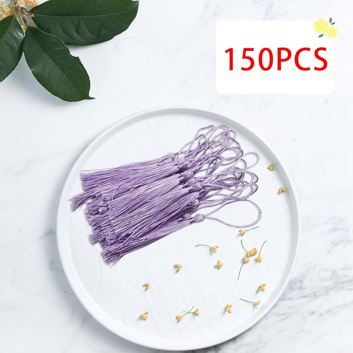 150 Pcs Handmade Mini Tassels, 13cm/5 Inch Bookmark Tassels for DIY Crafts (Light Purple)