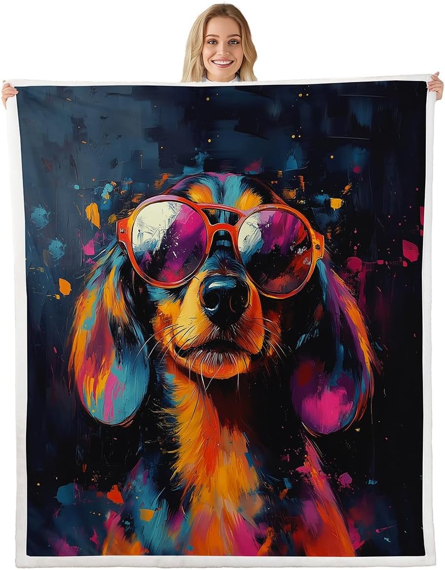 Deer Silhouette Fleece Throw Blanket for Couch,Sofa,Cartoon Super Soft and Warm Blankets,Rustic Wooden Barn Pattern Throw All Season Use,Cozy,Plush,Lightweight,60x80 Inches