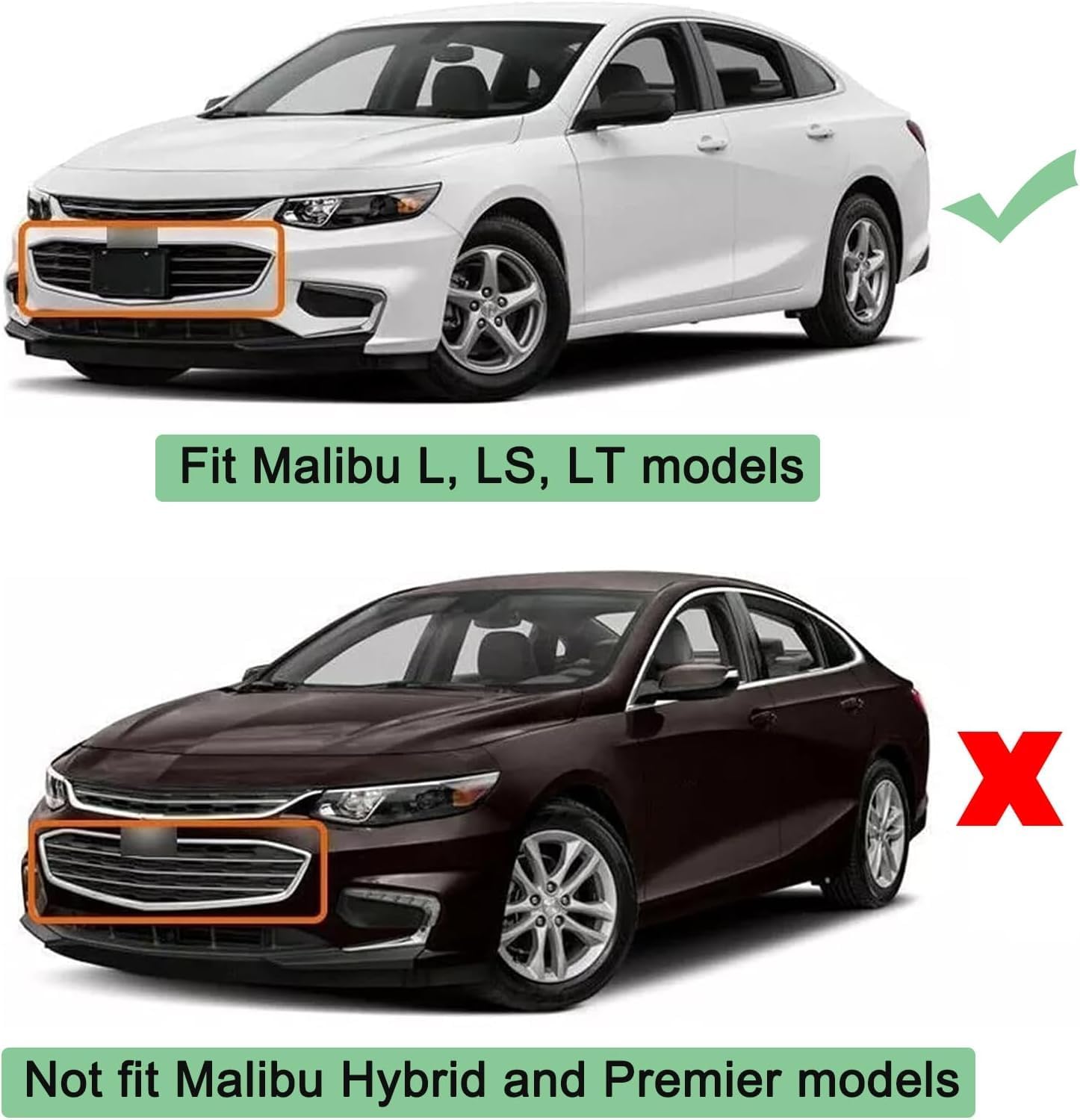 Front Bumper Grill Honeycomb Mesh Grille For 2016 2017 2018 Chevy Malibu Upper Lower Grille