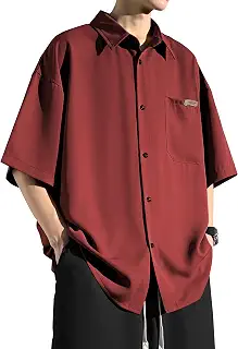[Metakey] メンズ シャツ 半袖 夏服 五分袖 冷感 メンズ おおきい サイズ ゆったり アイスシルク かっこいい 快適通 | 大きいサイズ 気性 軽い 柔らかい ビジネス カジュアル ビッグ シルエット おしゃれ 無地 シンプル オシャレ