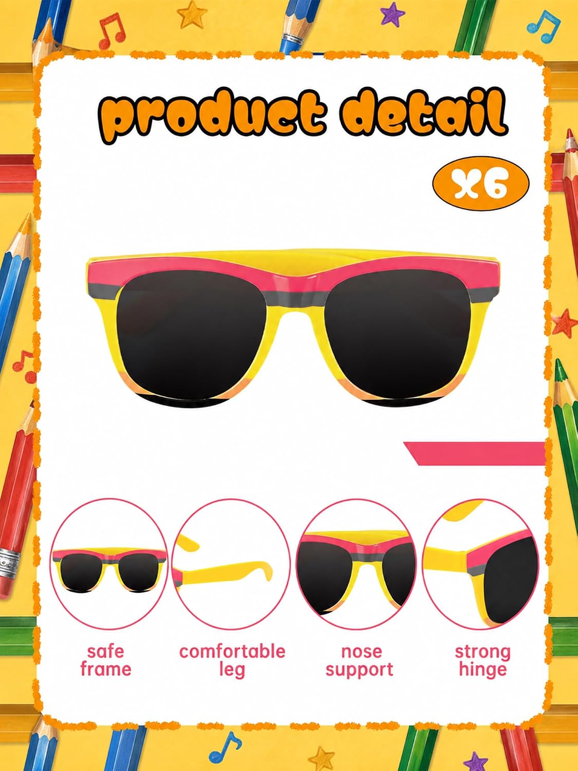 12/24 Pcs Crayon/pencil Sunglasses Halloween Group Costume image 2