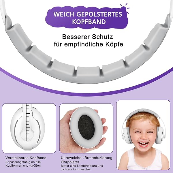 Casque anti-bruit pour bébé de 0 à 2 ans, protection auditive pour enfants, avec réduction de bruit, pour le quotidien et les événements - 4