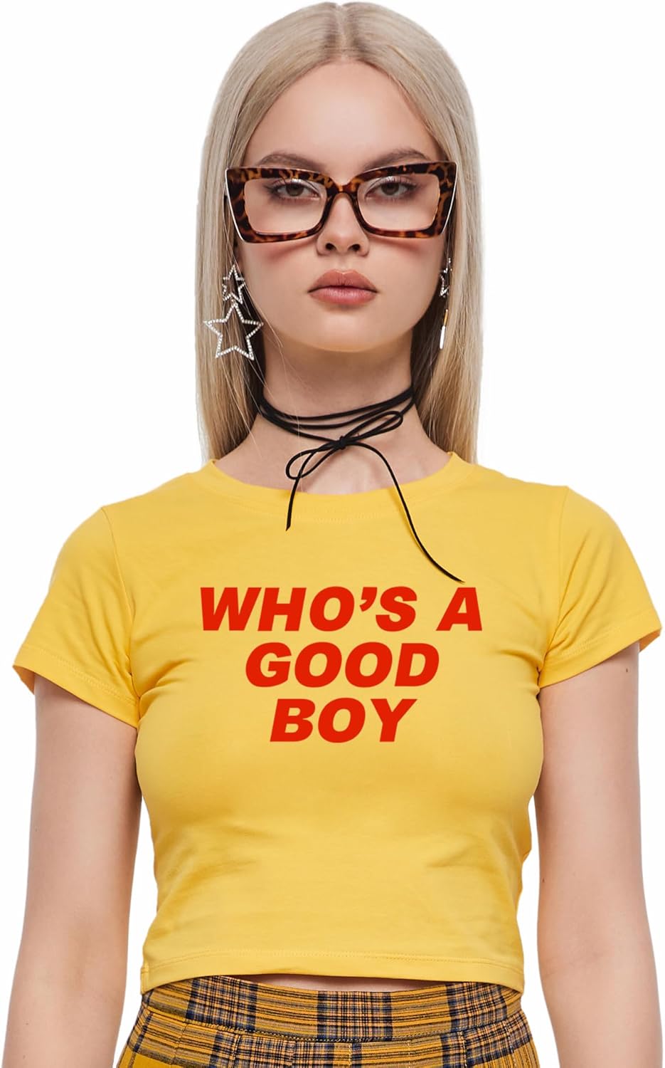Y2K Baby Tees for Women - Who's A Good Boy Funny Short Sleeve Crew Neck Crop Tops Going Out Top T-Shirt
