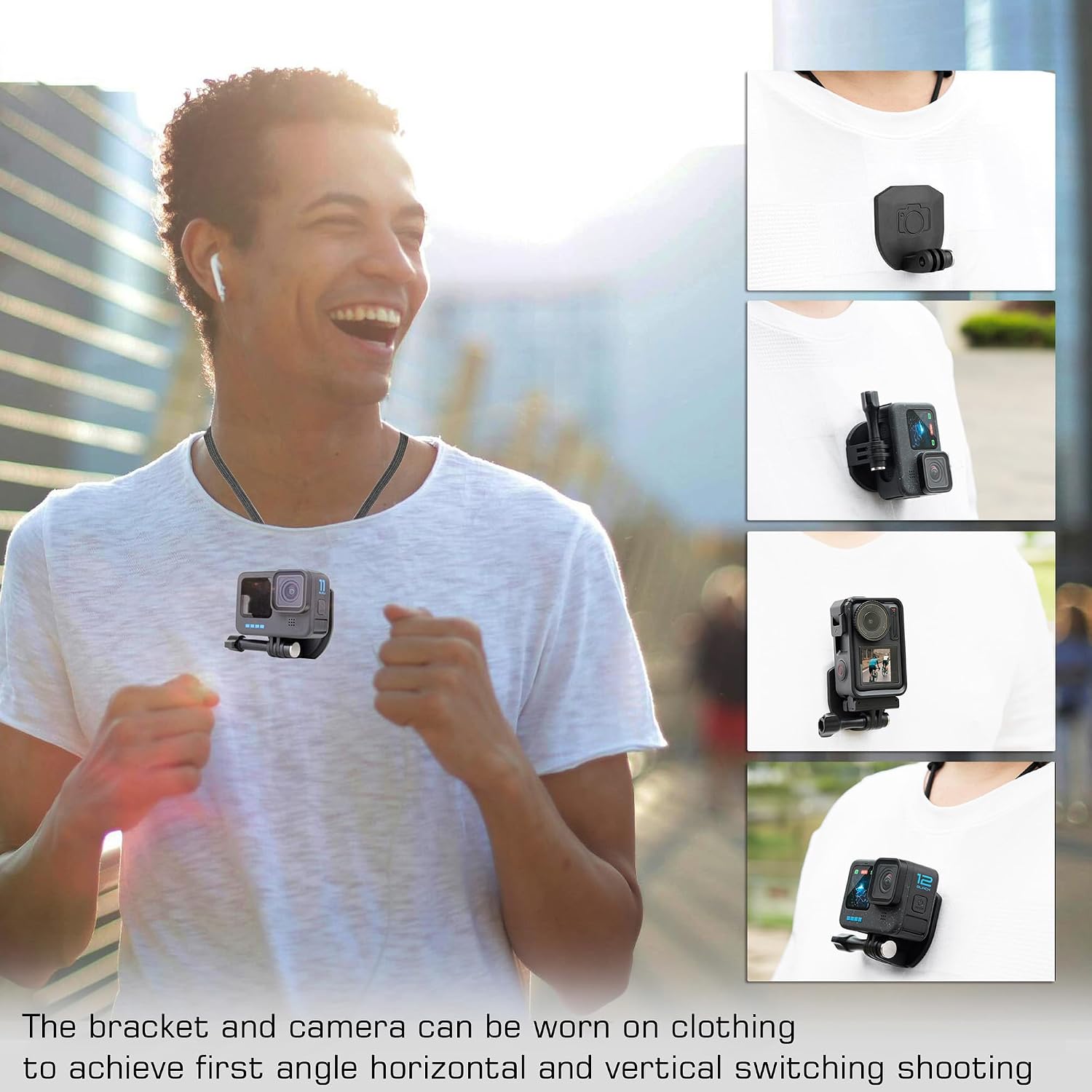 GEPULY Magnetic Neck Mount+Chest Mount for iPhone GoPro Hero 13 12 11 10 9 8 7 6 5 4 3 Max Session Insta360 AKASO DJI Necklace Selfie Holder Hands Free for Canon Digital Cameras Car