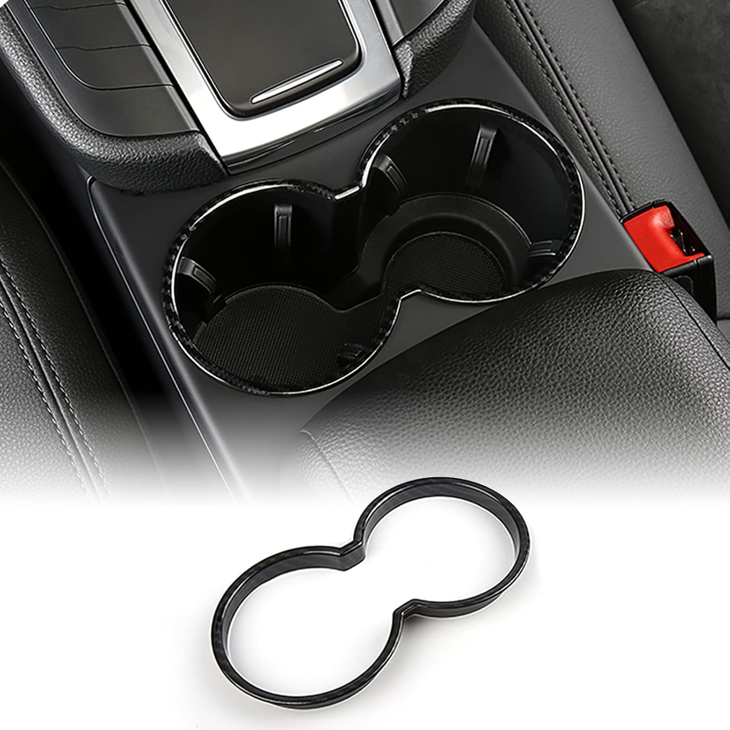 Car Center Water Cup Holder Frame Cover for Porsche Macan 2014 2015 2016 2017 2018 2019 2020 2021 2022 2023 Auto Interior Decorative Trim Accessories (Red)