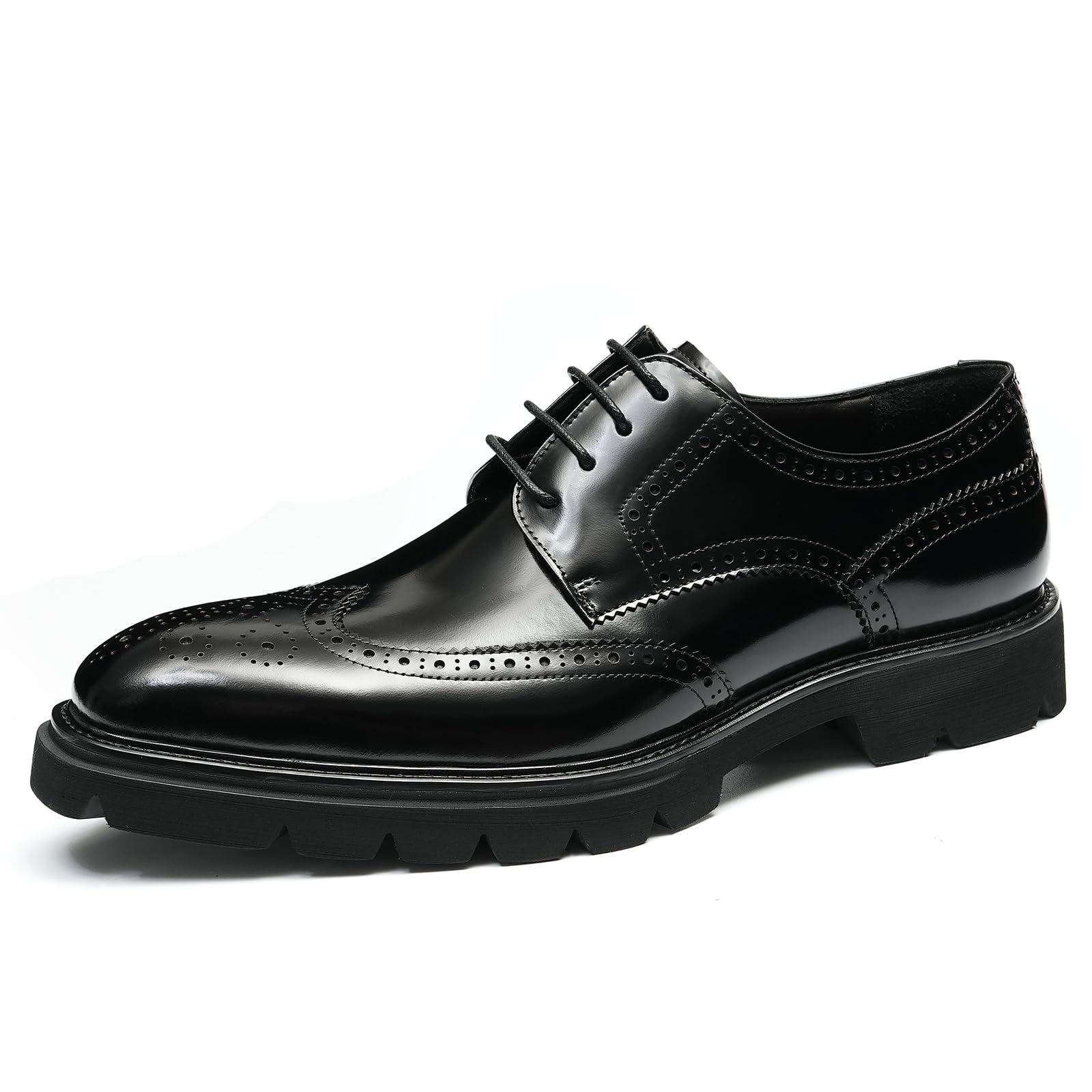 Brogues en Cuir pour Hommes Chaussures de Ville Derbys Affaires Décontractées Chaussures Habillées Formelles Bureau Mariage