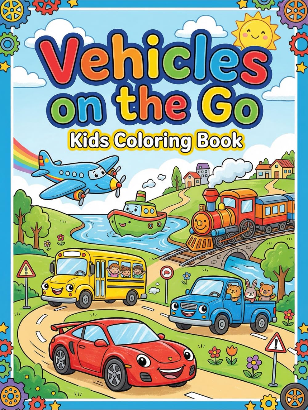 Vehicles on the Go: Fun Coloring Book for Kids: A Creative Coloring Journey Featuring Cars, Trucks, Trains, Planes & More!