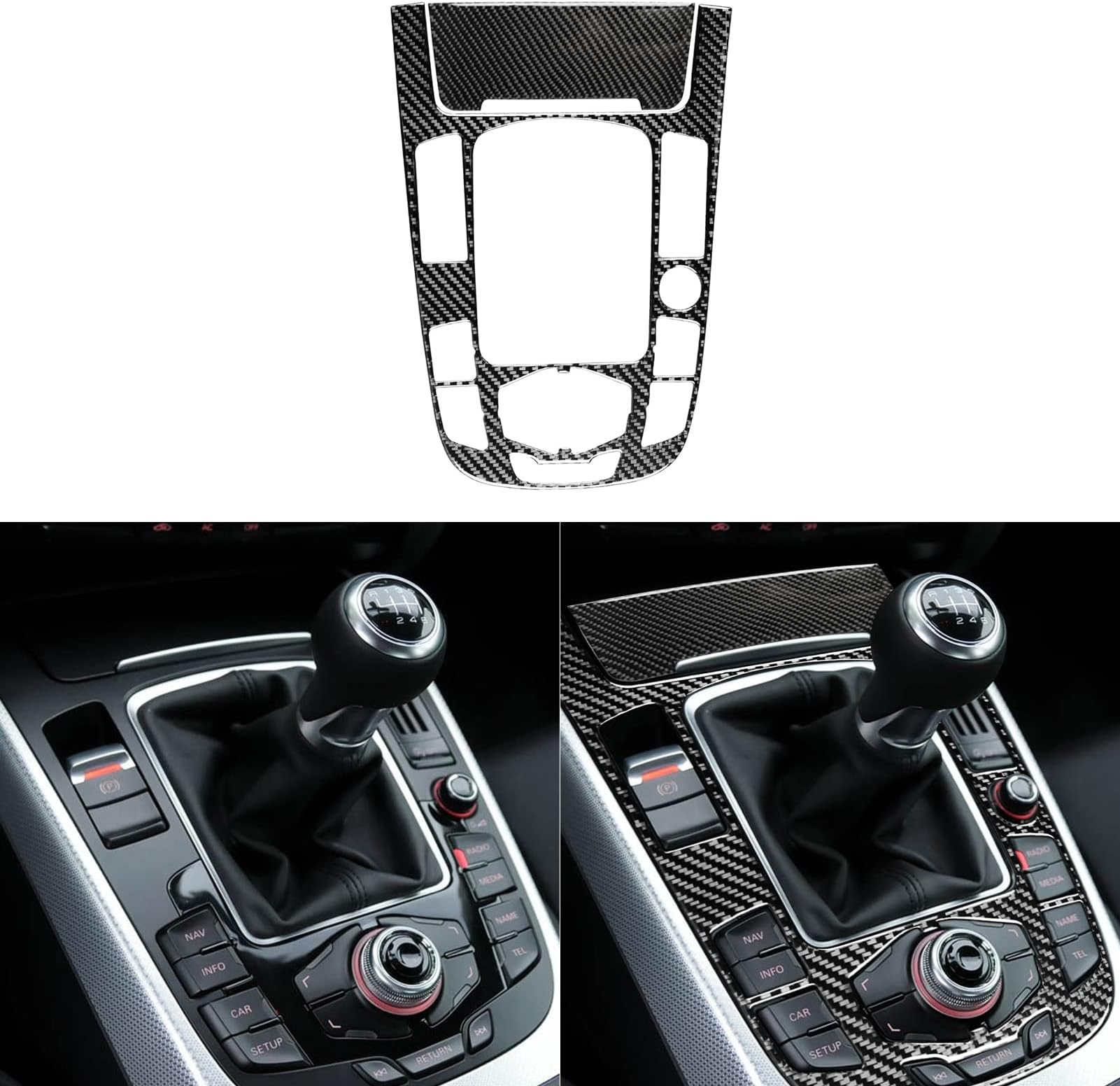 NVCNX Car Real Premium Carbon Fiber Cover Interior Trim Accessories Compatible with Audi B8 A4 S4 A5 S5 2008-2017 Black (Gear Shift Panel - G)