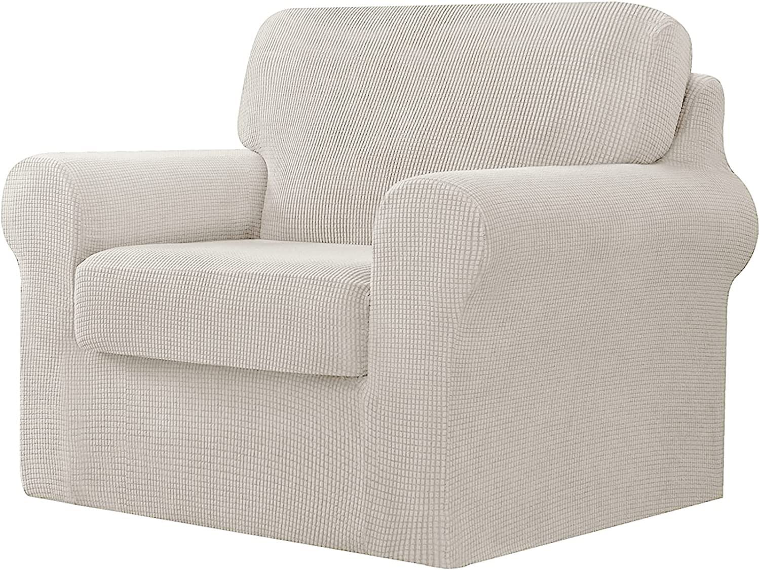 Housse de canapé extensible 1 place antidérapante 80-120 cm ivoire