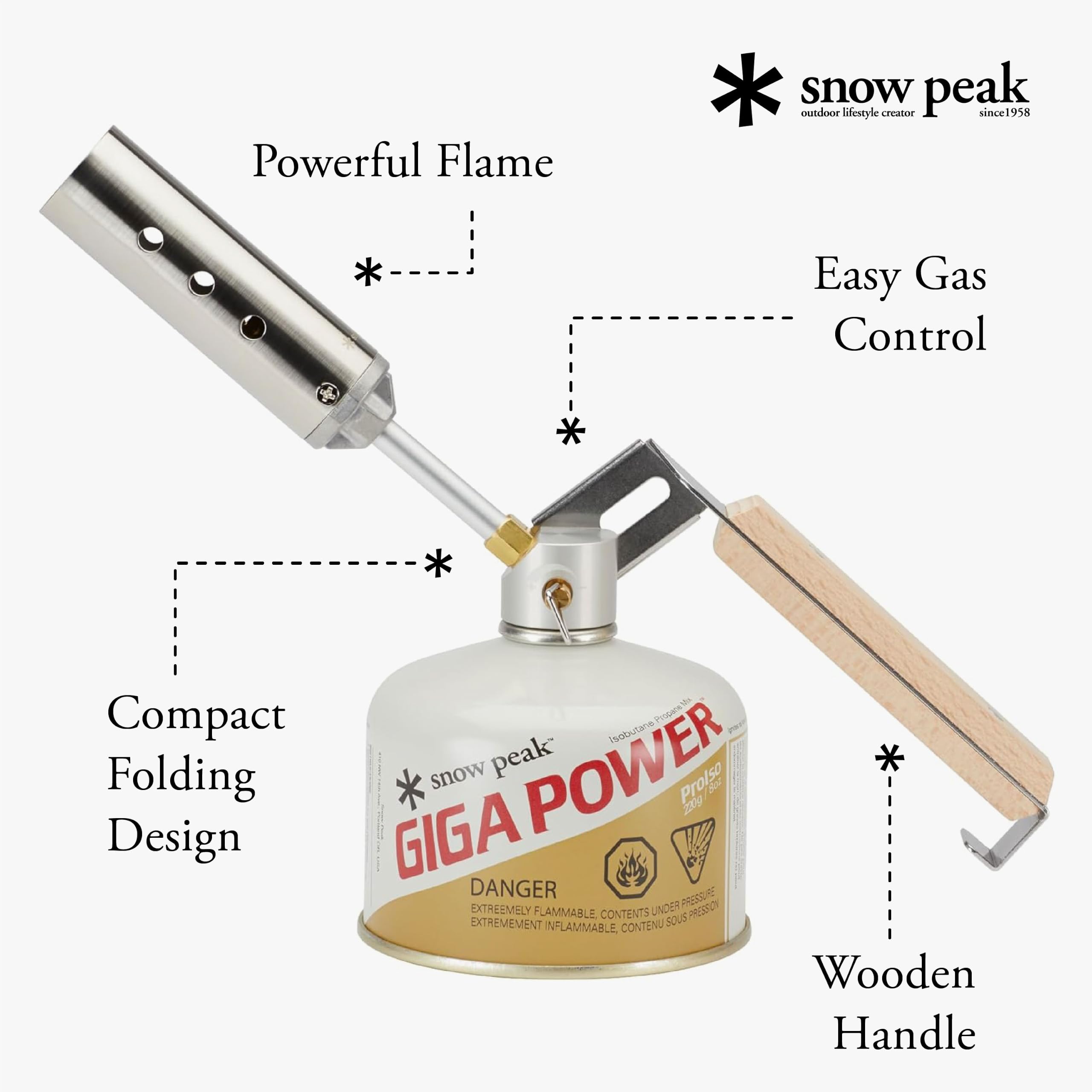 Amazon.com: Snow Peak GigaPower Compact Folding Torch, Fire