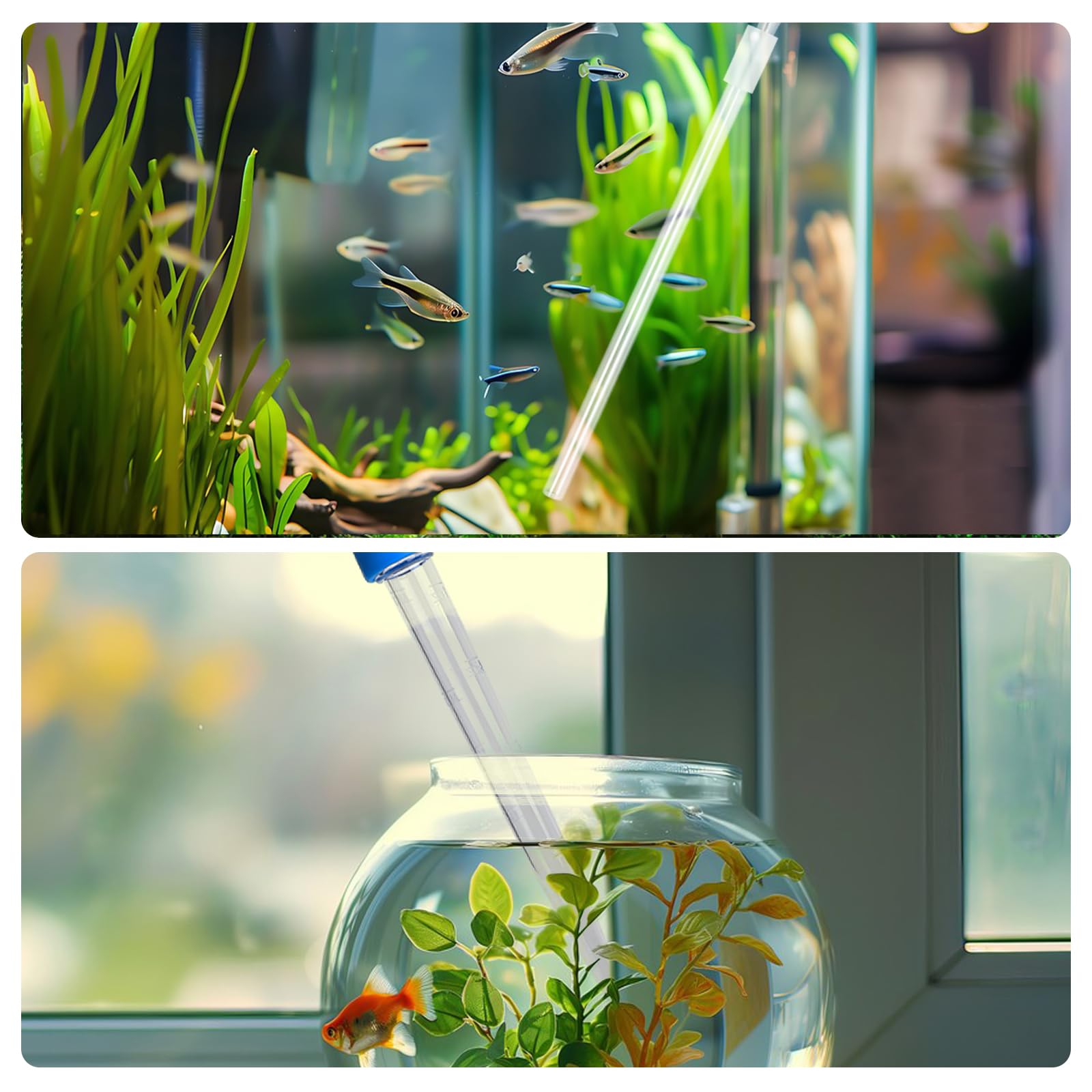 Aquarium Reinigung Tropfer 30ml Aquarium Reinigung Abfall Entferner Aquarium Kies Reinigungsstroh Blau