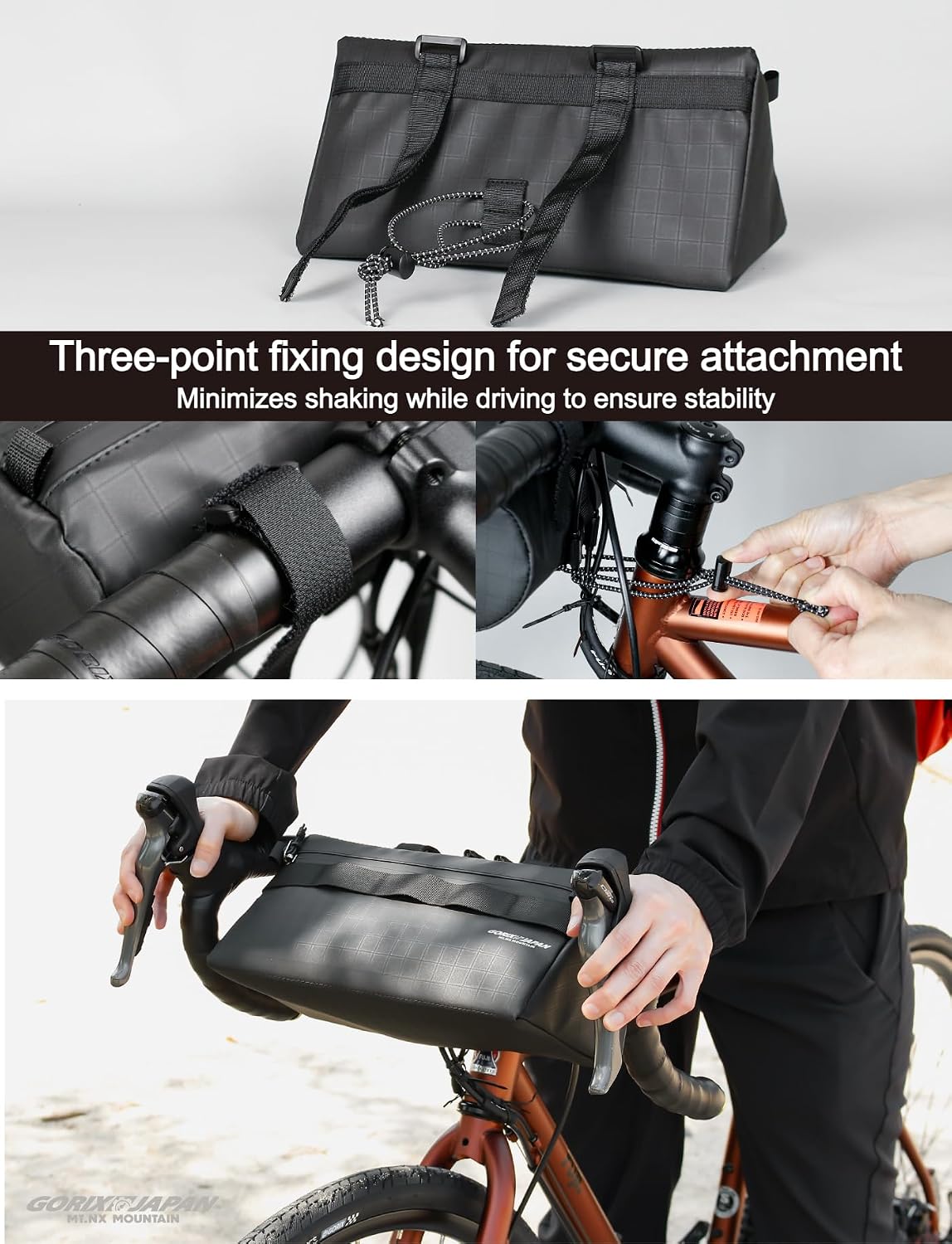 GORIX Bike Front Bag Handlebar Bag 2.5L Triangle Durable Large Waterproof Road Mountain Bicycle (MT.FRO-5)