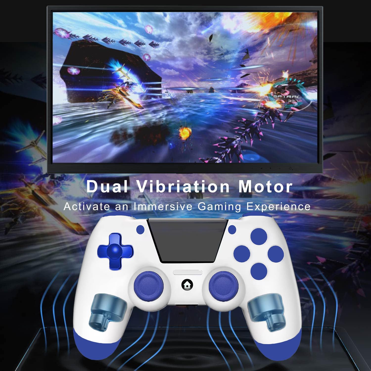 Wireless Controller for PS4, Joystick Controller for PS4/Slim/Pro/PC, Gamepad with Vibration, 3.5mm Audio Jack, Six-Axis Motion Control, Screenshot, Share Button, Touchpad — view 2