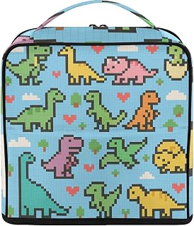 Standing Makeup Bag Art Dinosaurs Hearts Travel Toiletry Bag | Top Handle, Multi-compartment, Trolley Sleeve, Adjustable Dividers, Large Capacity,Colorful Print