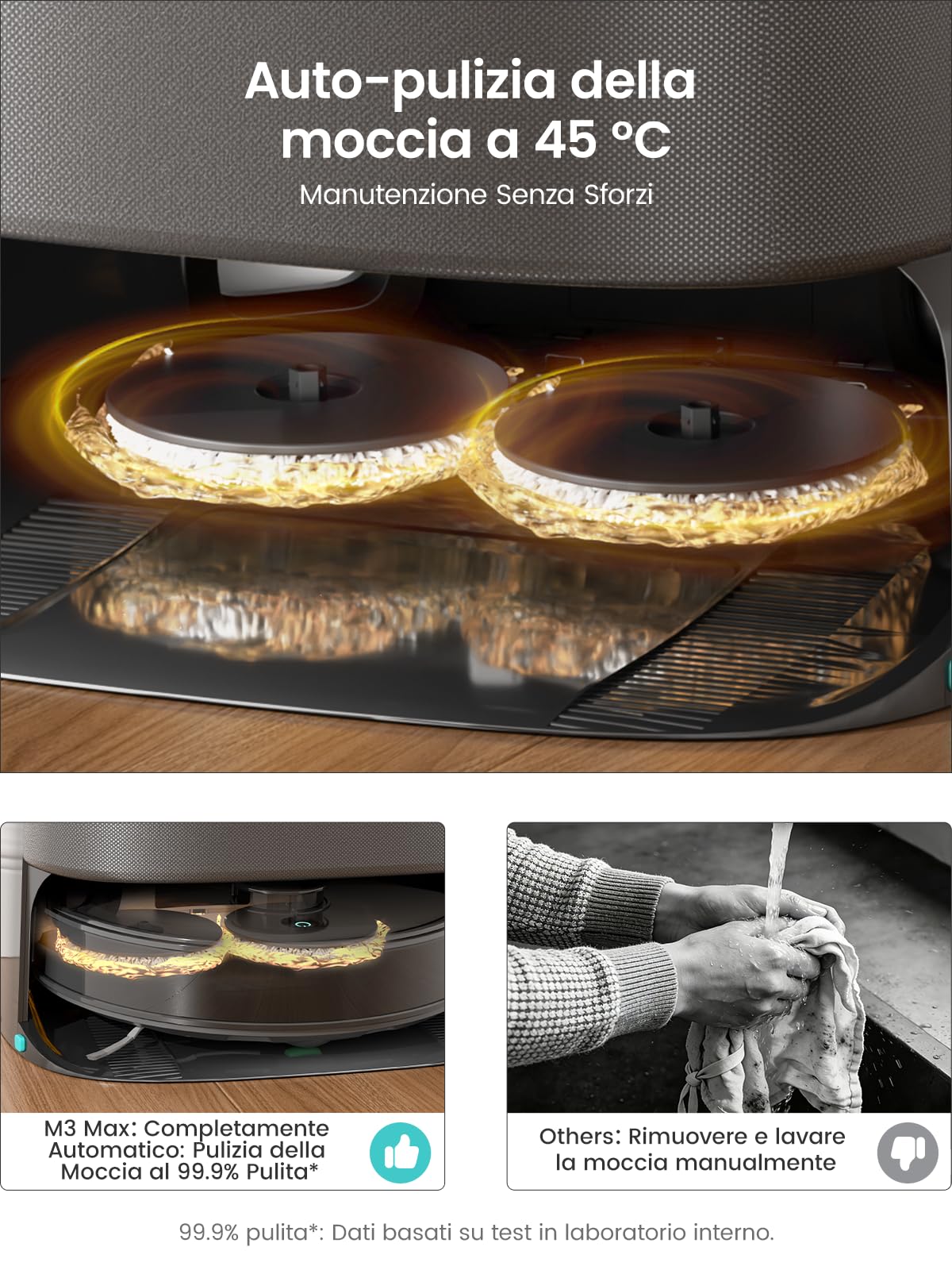 Lefant M3Max Robot Aspirapolvere Lavapavimenti con Mappatura, 20000Pa, Stazione All-in-One, Navigazione dToF, Ostacoli PSD, 3.2L Autosvuotamento, Lavaggio Mop 45°C, Asciugatura, WiFi 2.4G/5G/Alexa/APP