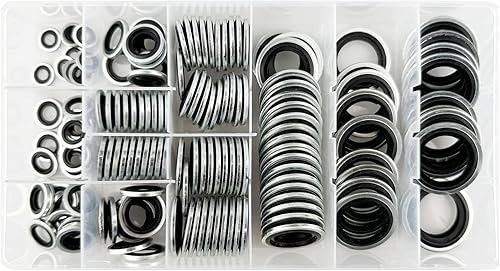 Miniatura 3 de Kit surtido de juntas de sello unido autocentrado automotriz, 150 piezas, kit surtido de arandelas de aceite de sello unido (150 piezas)