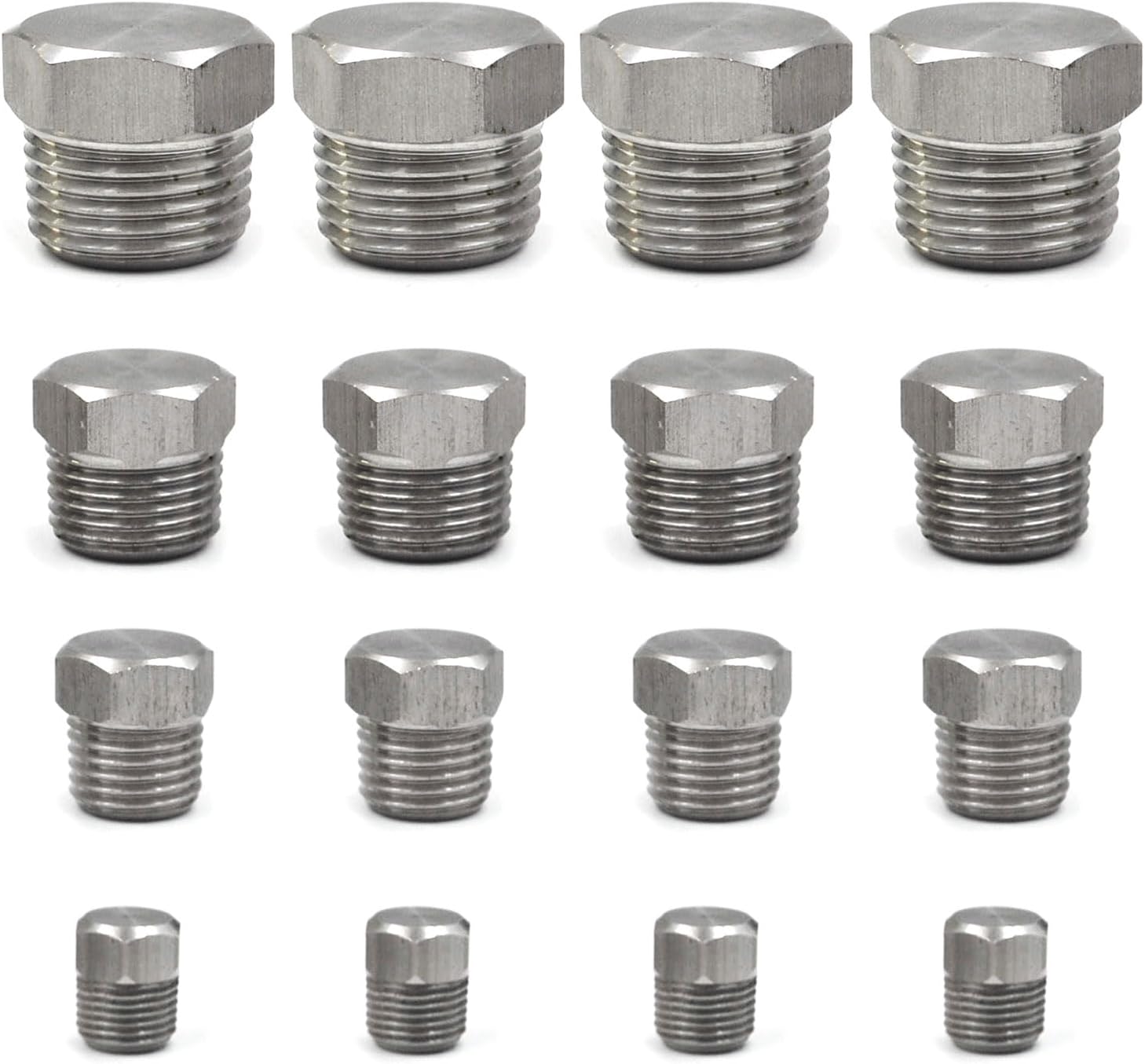Brass Hex Pipe Plug Fittings Kits, Brass Plugs Fitting Assortment 1/8" 1/4" 3/8" 1/2" NTP Plug Male Threaded 24 PCS