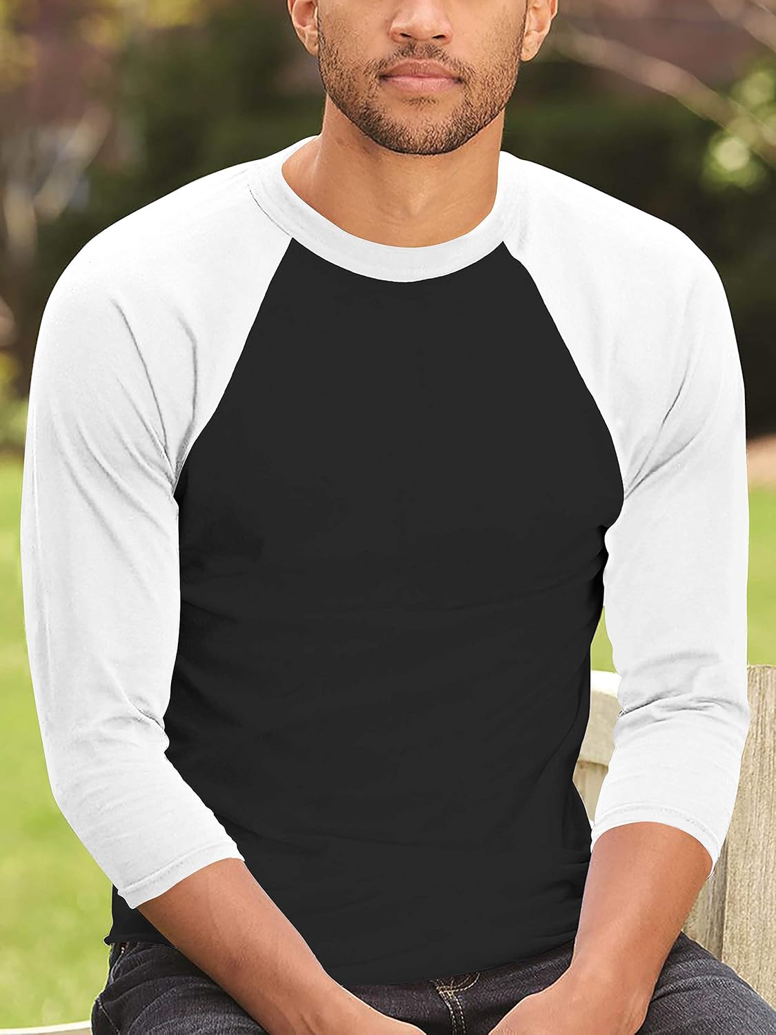 Hat and Beyond Mens Vintage Baseball Raglan 3/4 Sleeve Plain Casual Tee Basic Active T Shirts - Image 2